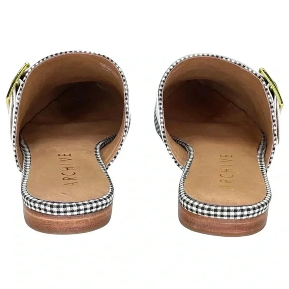 Archive Bond Gingham Checkered Fabric Womens Flat Mules Size 7.5M - Picture 6 of 16